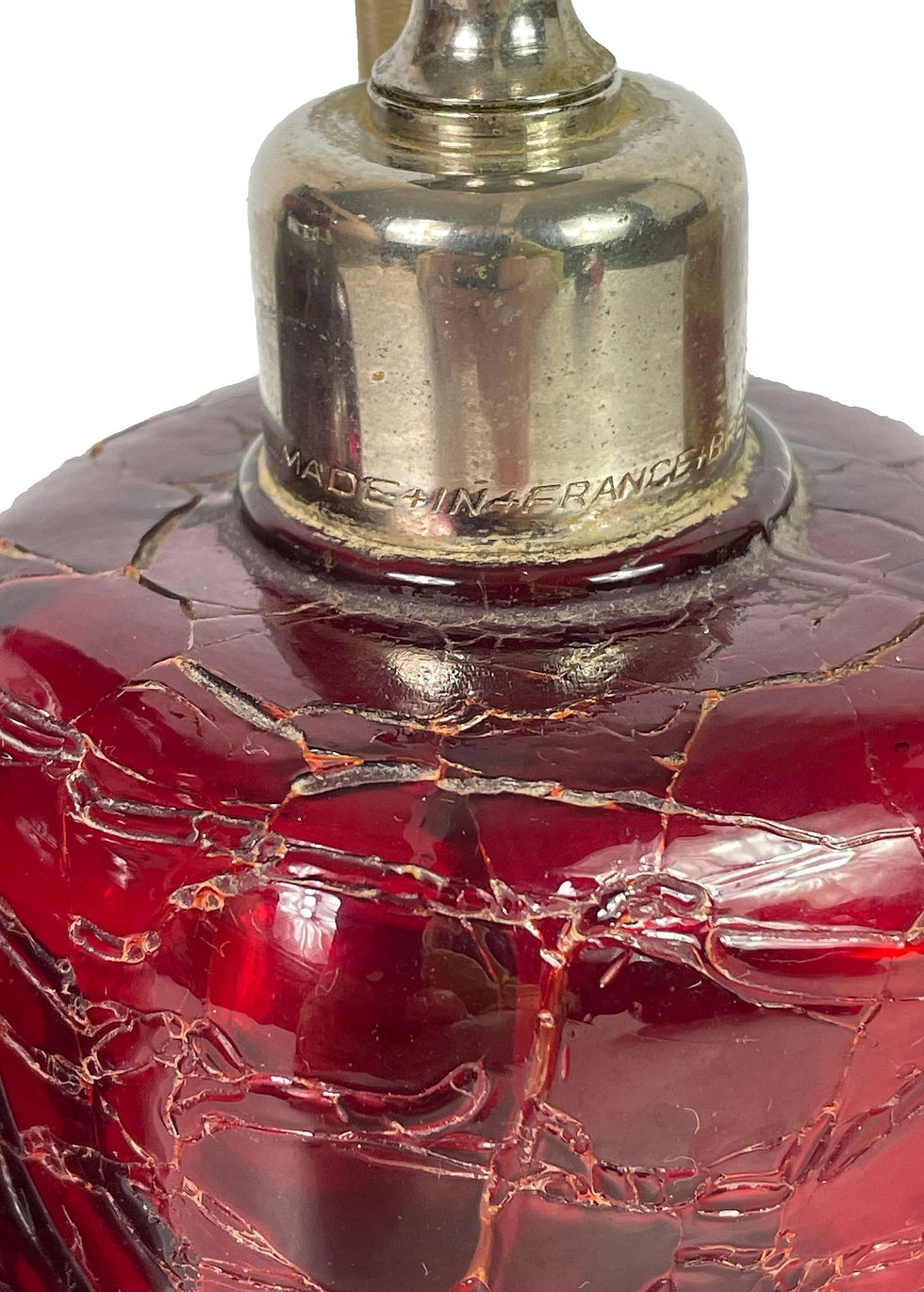 Thumbnail: Marcel Franck vintage Red Gold Pate de verre glass perfume atomiser glass silver