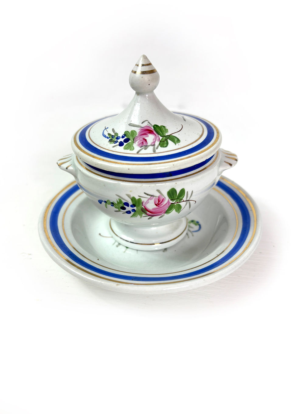 Thumbnail: French antique Paris de Porcelain Dolls Dinette set Tureen Hand painted Roses