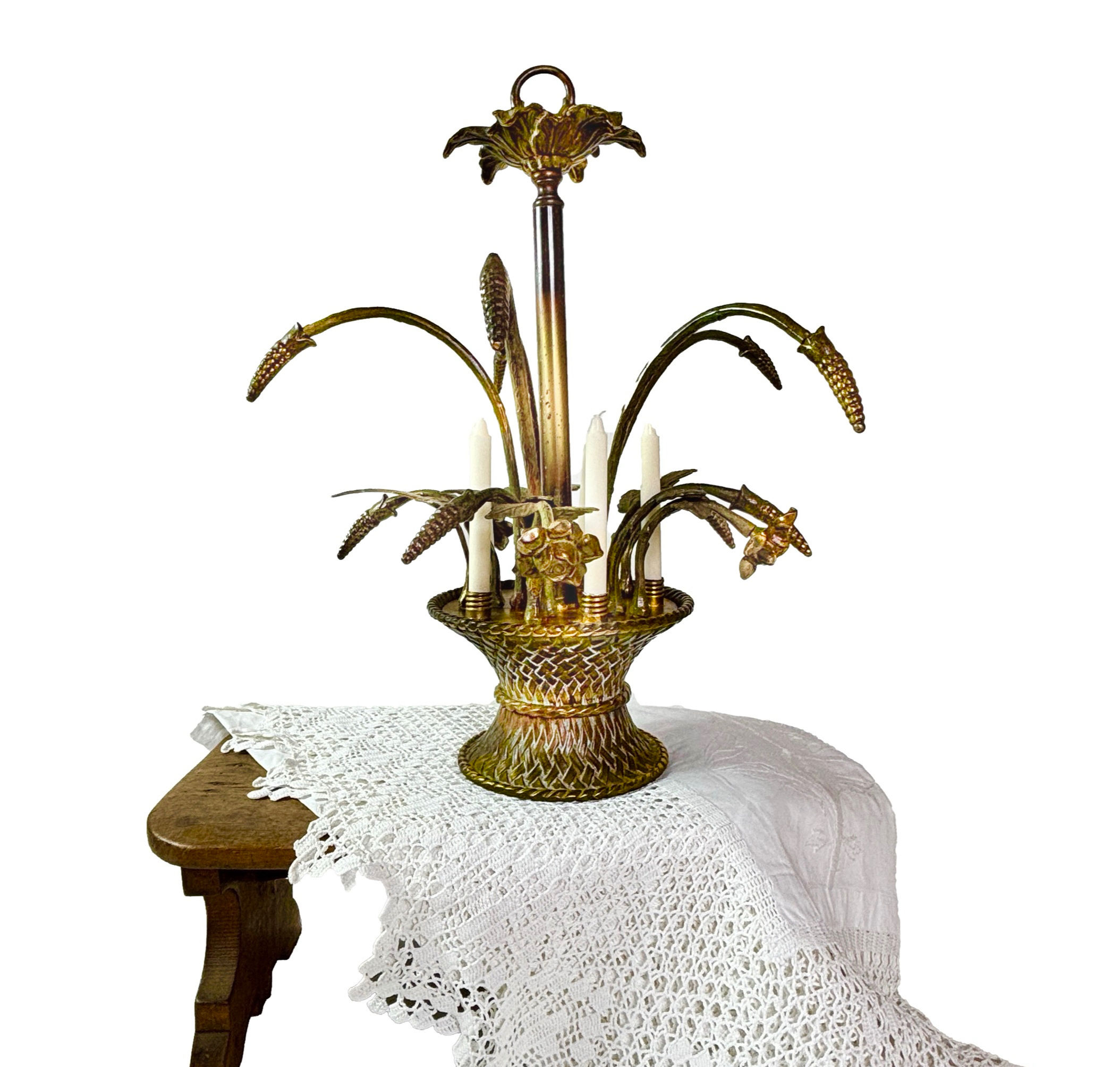 French antique religious chapel processional bronze 19th cent.