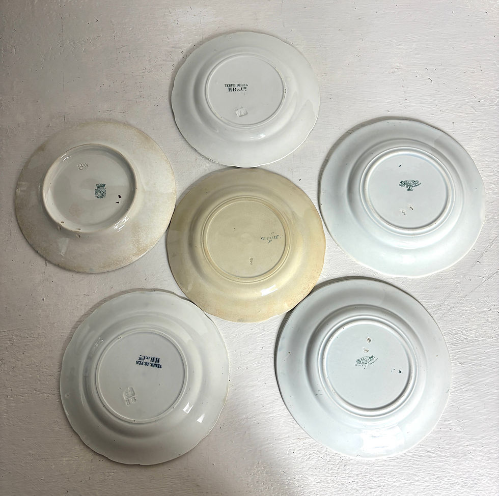 Thumbnail: 6 French antique curated  Green picture plates 19th cent