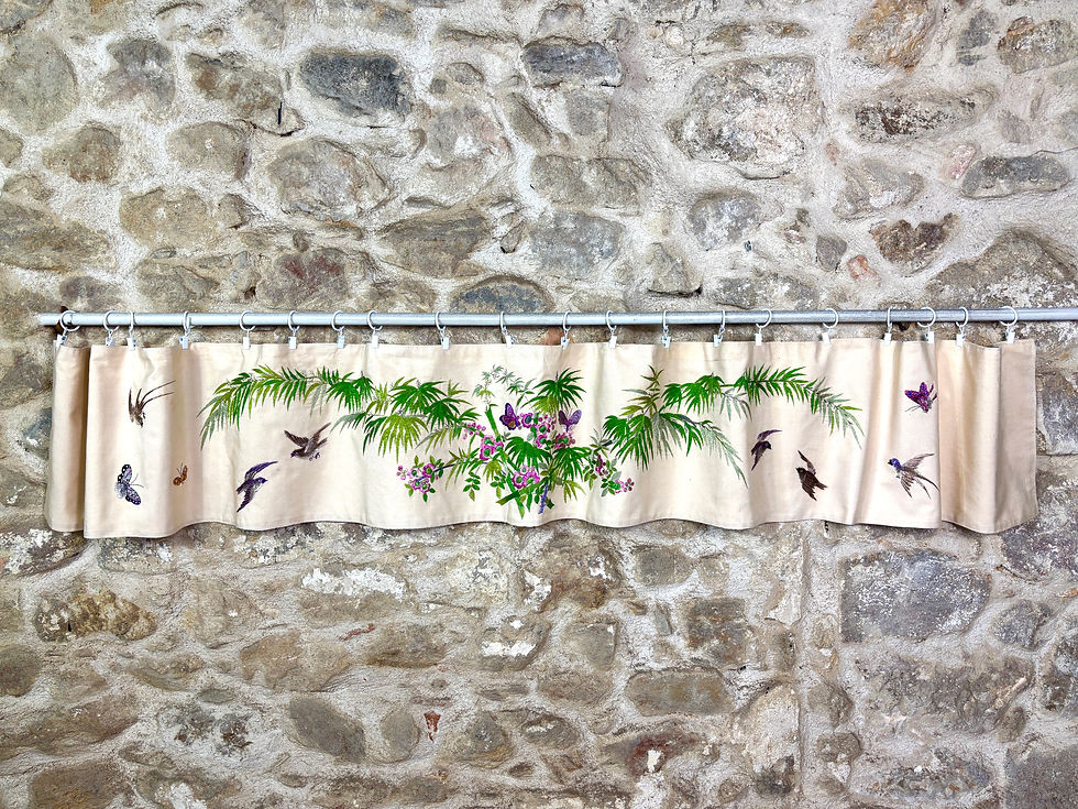 Thumbnail: Antique French pelmet chinoiserie panel silk hand embroidery 210cms