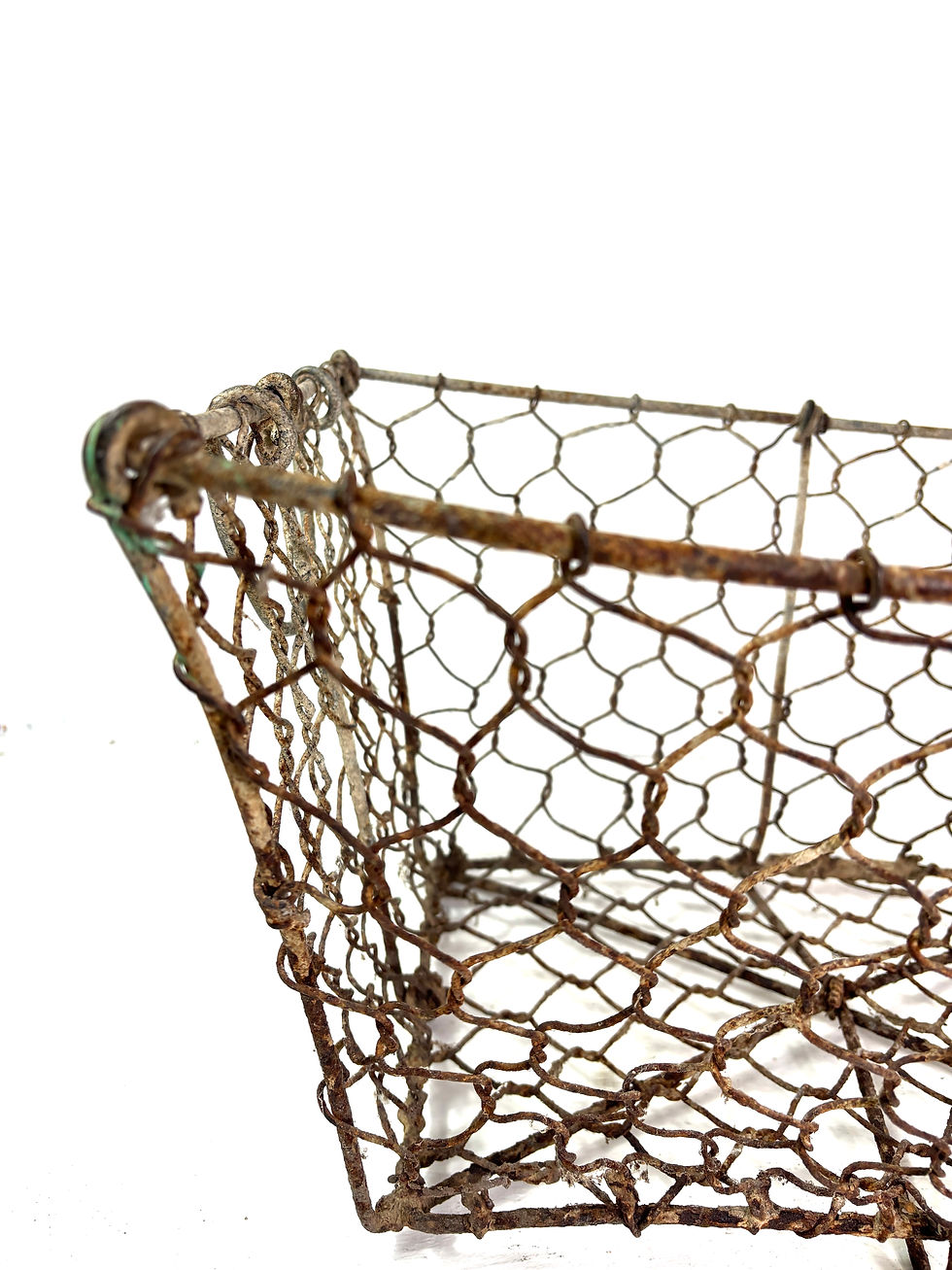 Thumbnail: French Antique large iron & metal Oyster Basket garden kitchen decor