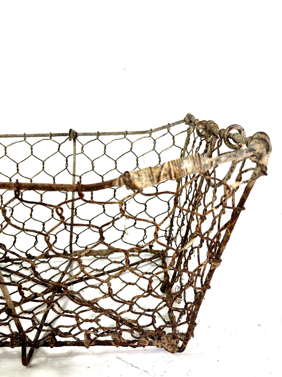 Thumbnail: French Antique large iron & metal Oyster Basket garden kitchen decor