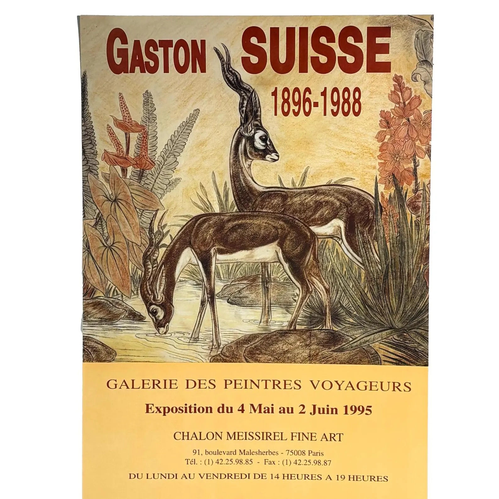 Vintage French genuine exhibition poster Gaston Suisse Paris Art deco