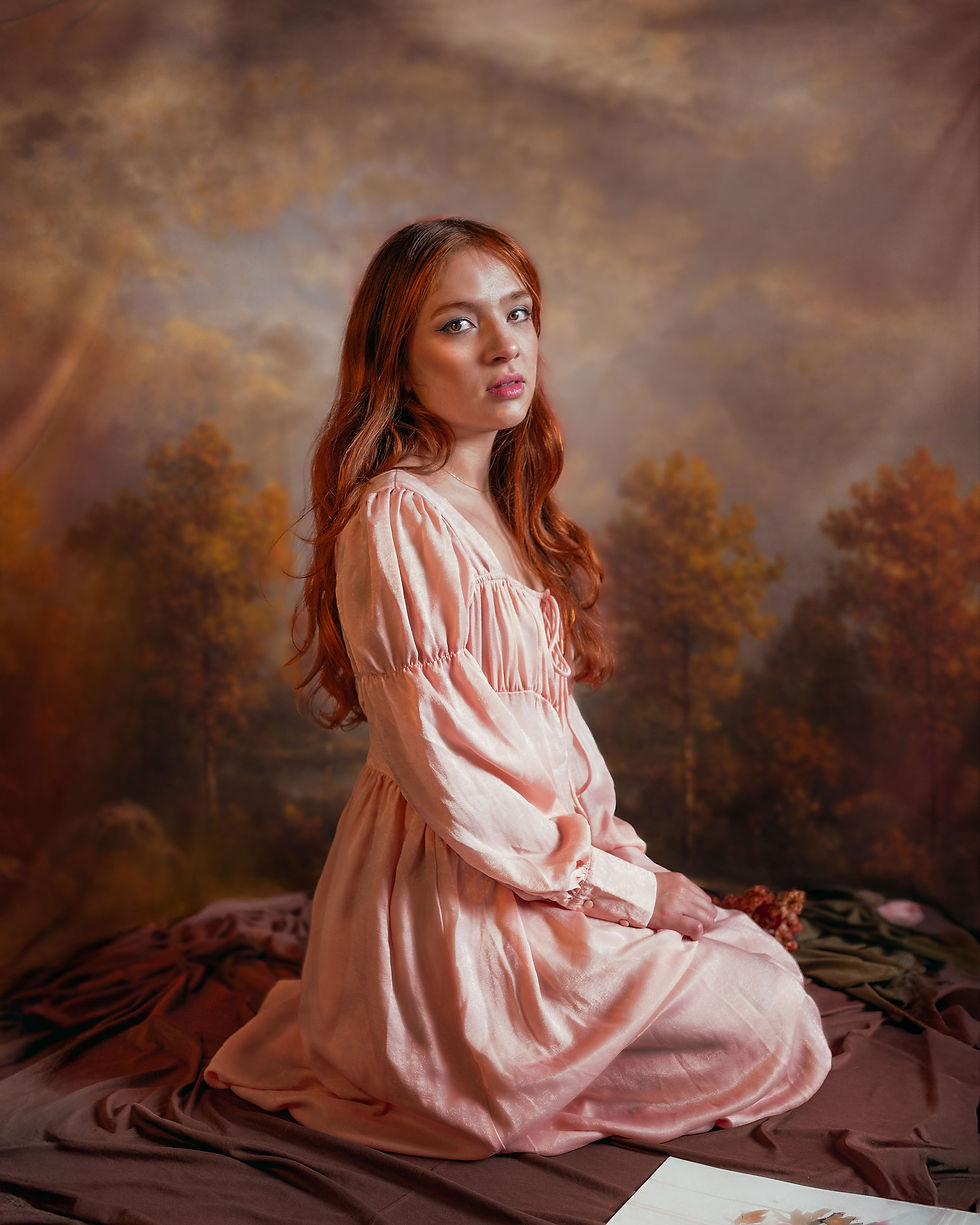 Retrato de moça em estúdio artistico