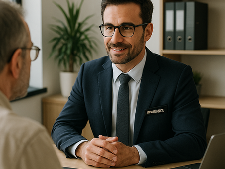 Un bureau moderne et minimaliste avec un ordinateur portable éteint sur un bureau en bois clair, accompagné d’une plante verte, d’une horloge et d’accessoires de travail, illustrant la sobriété et la stabilité du secteur de l’assurance en 2022.
