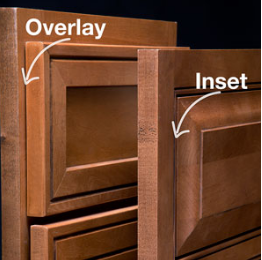 Inset kitchen cabinet door vs overlay kitchen cabinet door