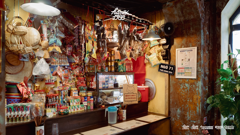 Interior of Hanoi 1988 Sao Vàng on Île Saint-Louis Paris, styled after a 1980s Hanoi neighbourhood shop
