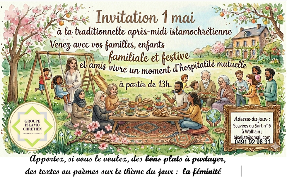 Invitation 1 mai : après-midi amitié islamo-chrétienne