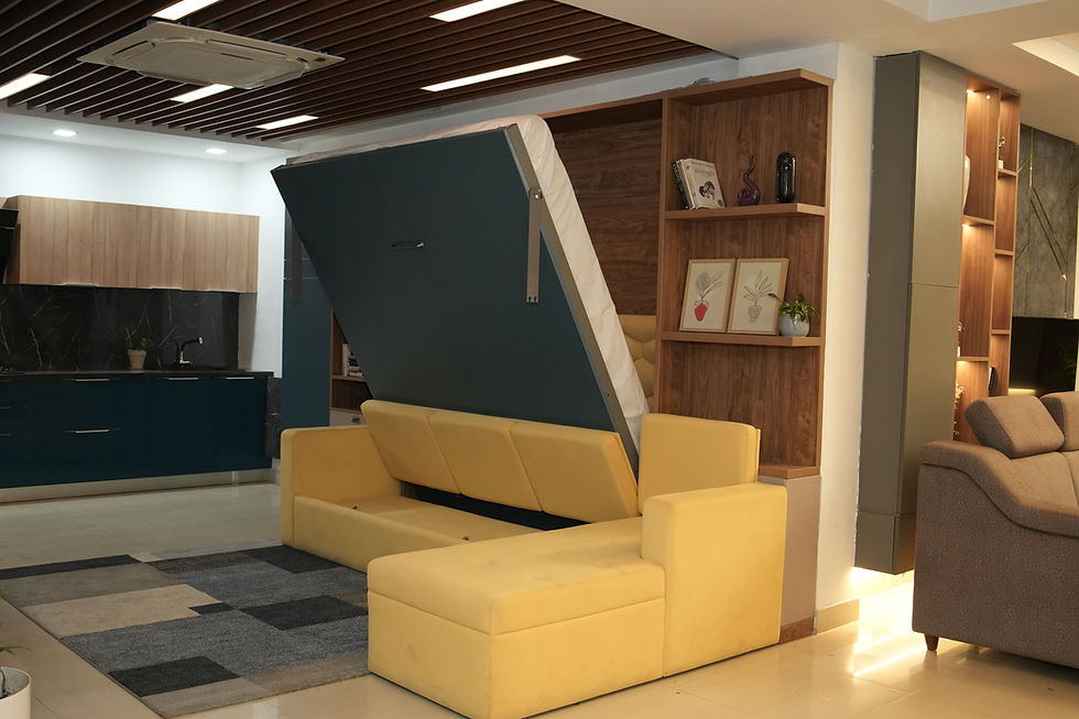 Thumbnail: King Size Vertical Wall Bed with Sofa