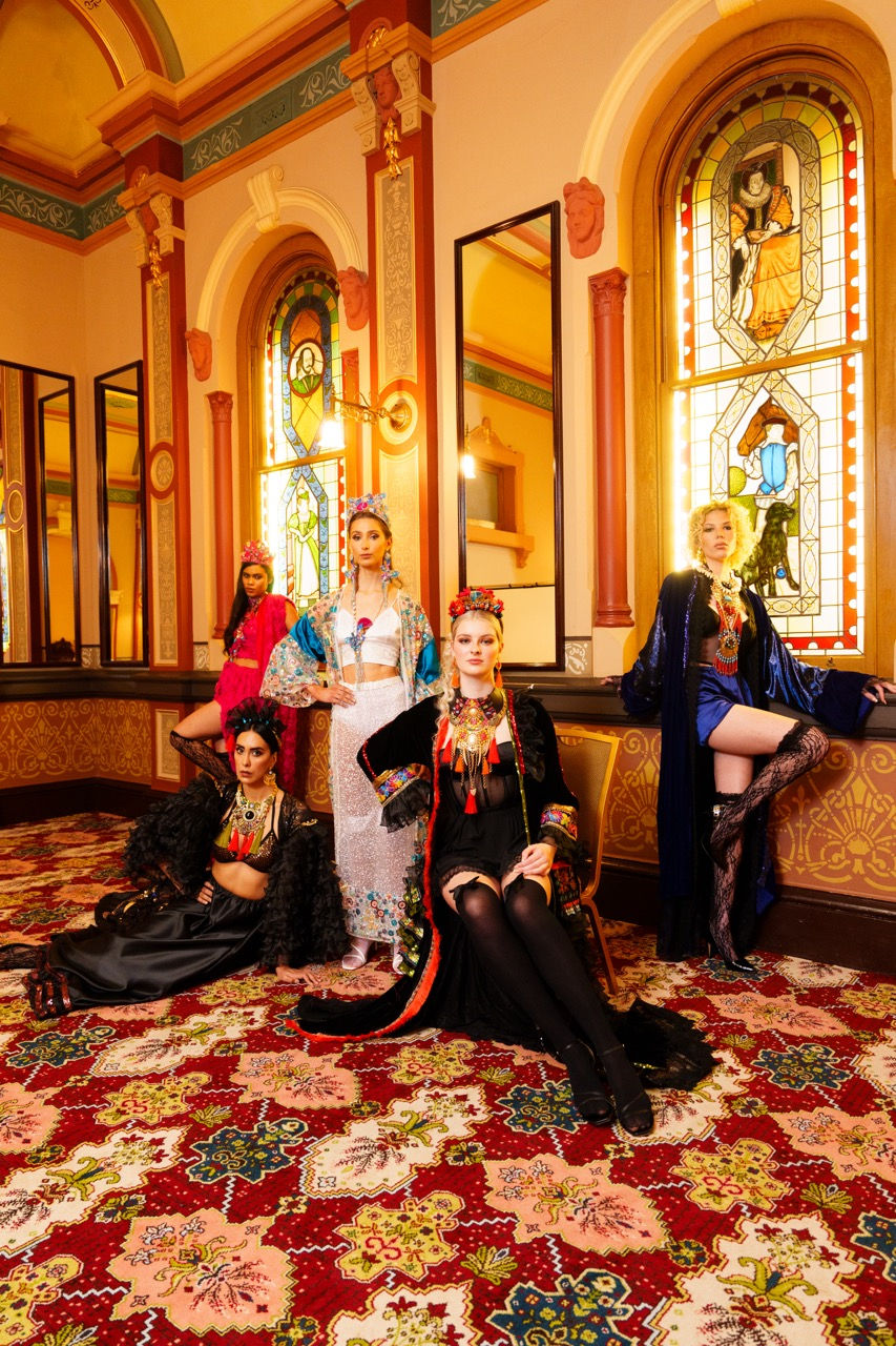 Editorial group portrait in couture by Harlow Loves Daisy, Creative Direction and styling by TITO STYLE stylist Tamarra McNaught, The Windsor Hotel, Melbourne.