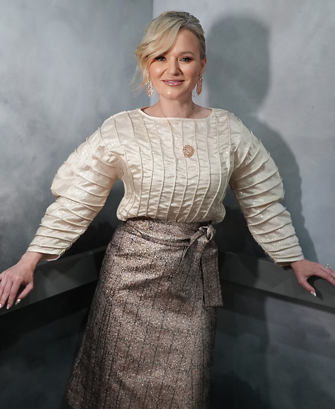 Personal styling client Elina wearing an elegant evening look curated by Melbourne fashion stylist Tamarra McNaught of TITO STYLE.