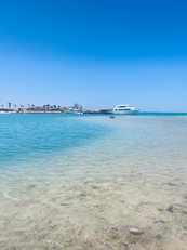View of the ocean with yacht