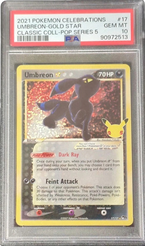 2021 POKEMON CELEBRATIONS CLASSIC COLL #17 UMBREON-GOLD STAR PSA