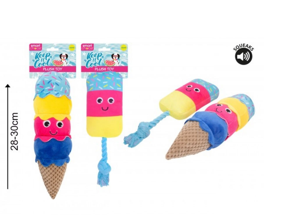 Summer Ice Cream Plush Dog Toy With Squeaker