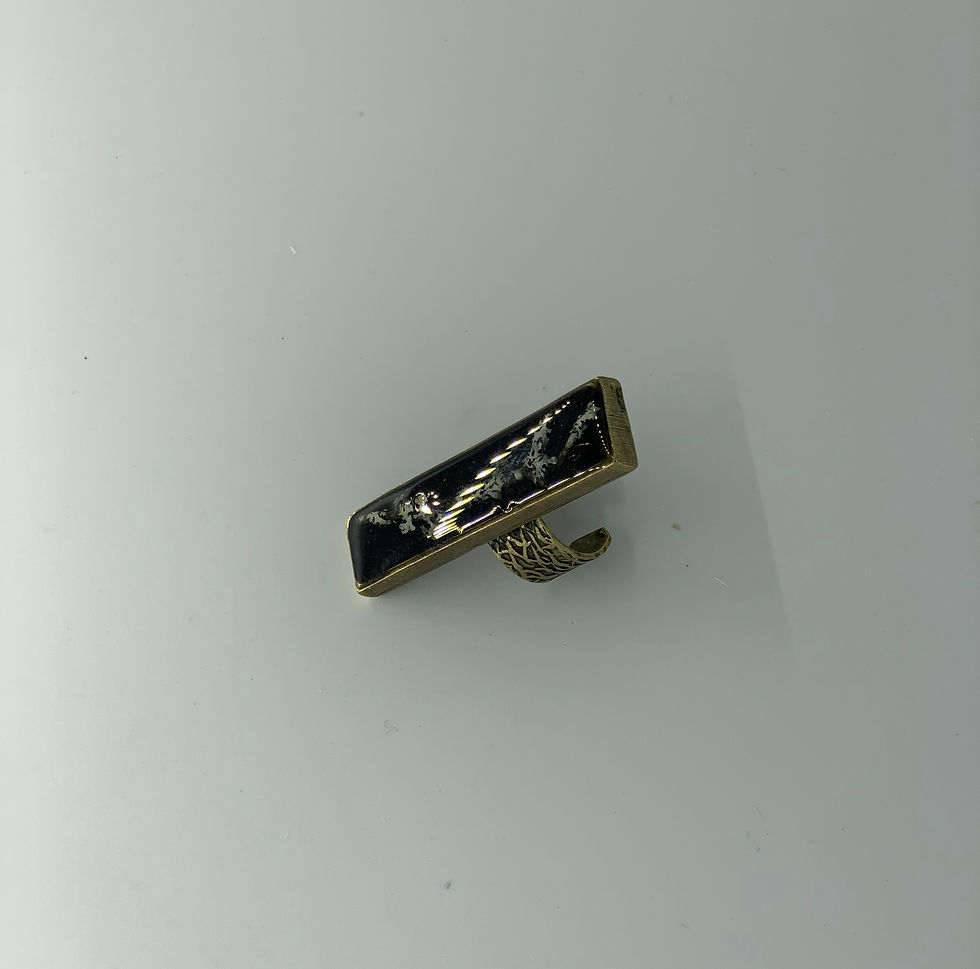 Thumbnail: Jewelry - Authentic Glass & Brass Long Finger Ring