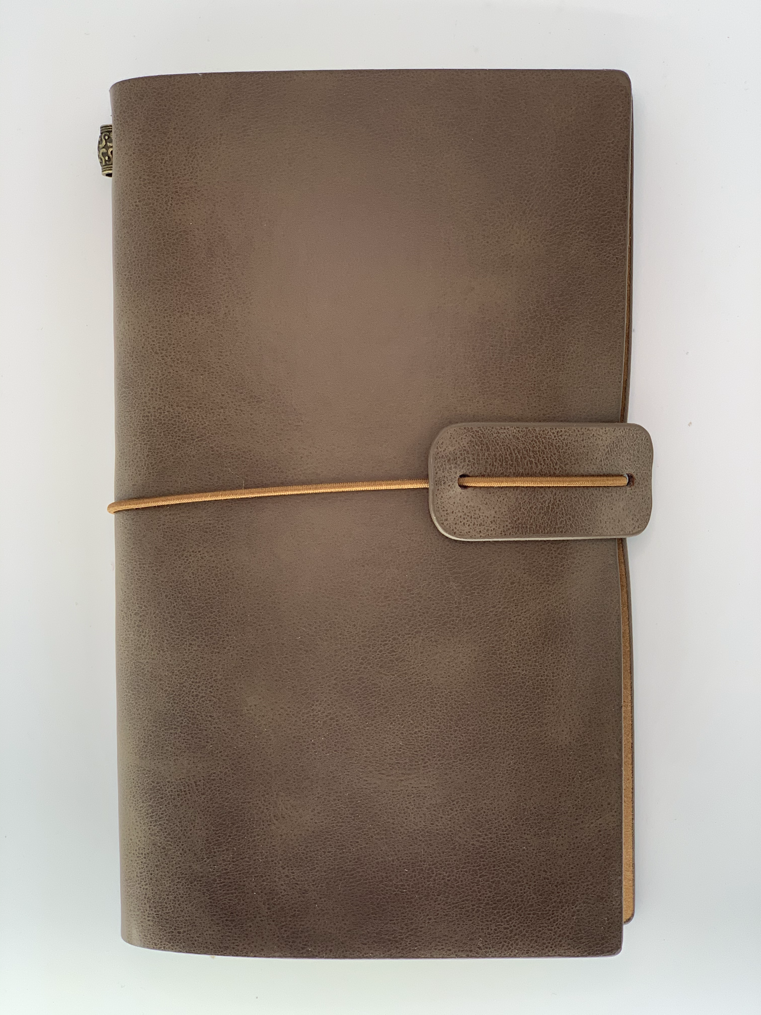 Handmade Grey Leather Lined Travel Journal