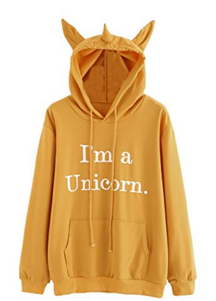 Women's Long Sleeve Kangaroo Pockets Slogan Letter Print Cute Cat Ear Pullover H