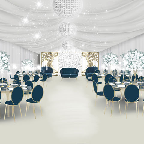 Il blu, in bianco illuminati dall'oro è dalla luce delle candele, per un'evento senza tempo.