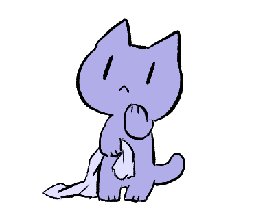 毛布をもった困った感じの猫