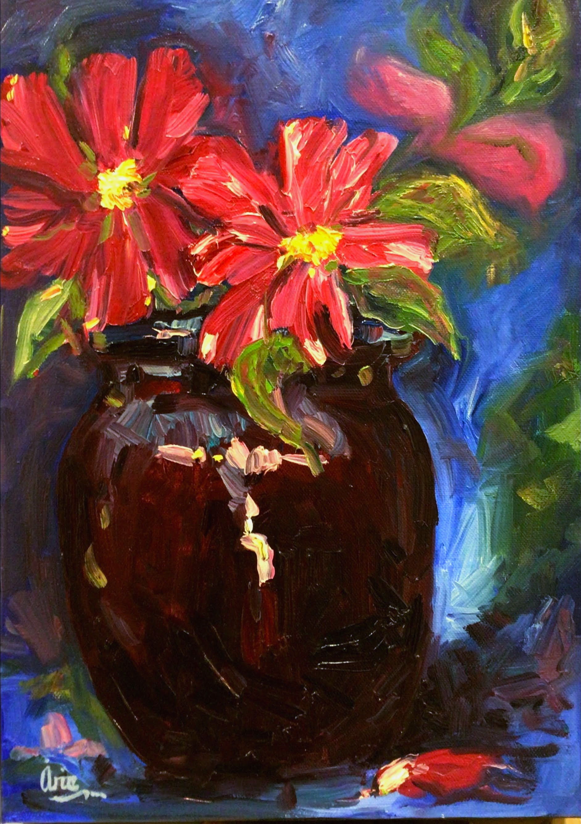 Pot with Red Flowers