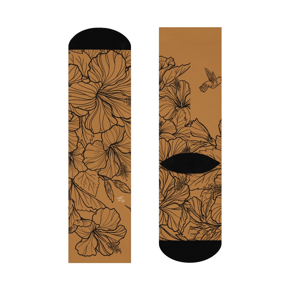 Thumbnail: Tropical Mocha Hibiscus Flowers Design, 'Realization' Coloring Book