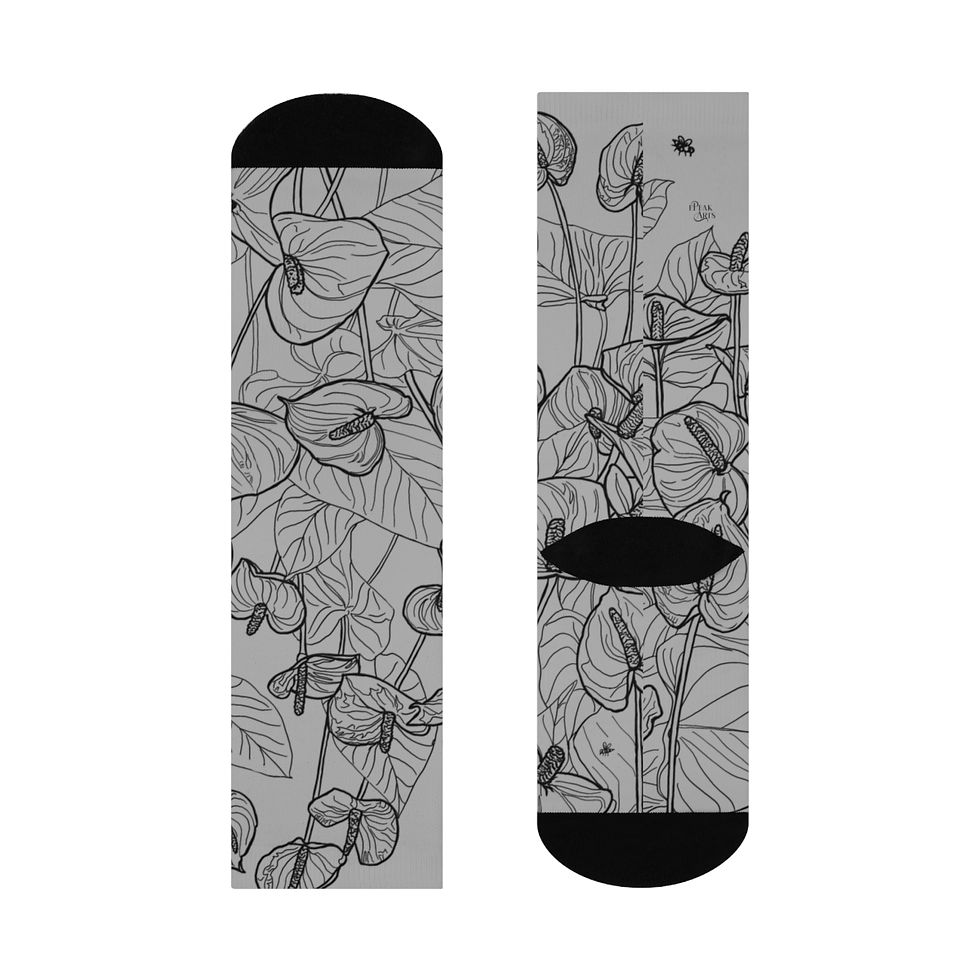 Thumbnail: Gray Anthurium Flower Design, 'Realization' Flower Coloring Book