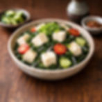 Tofu, wakame et épinards