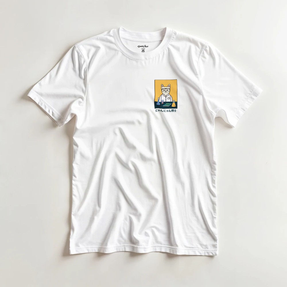 Smart Scientist Cat T-Shirt | Chemistry Lab Cat Illustration for Science Lovers
