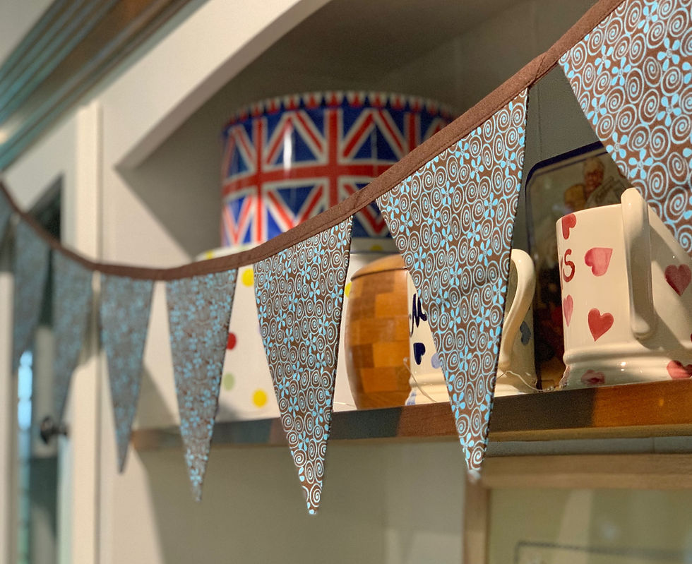 Thumbnail: Retro Browns & Blues Handmade Fabric Bunting