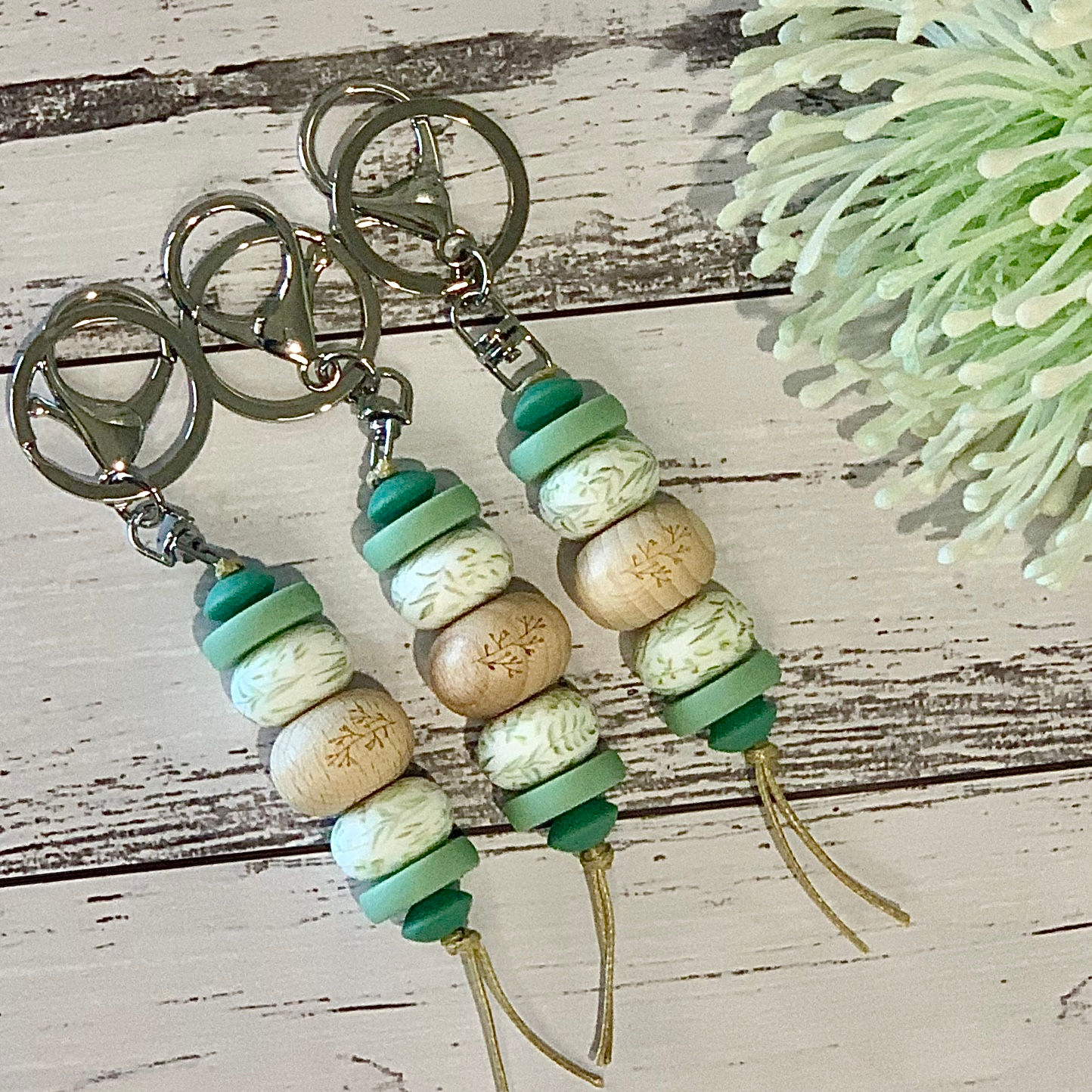 Leafy Wooden Mix Keychains