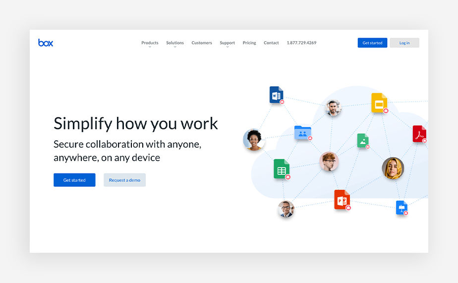 example of Box's website and their CTAs