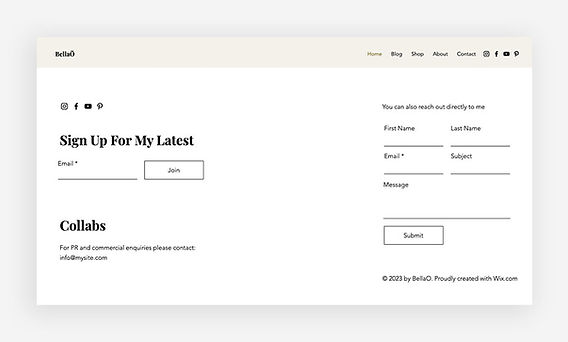 how to start a blog - create a contact page