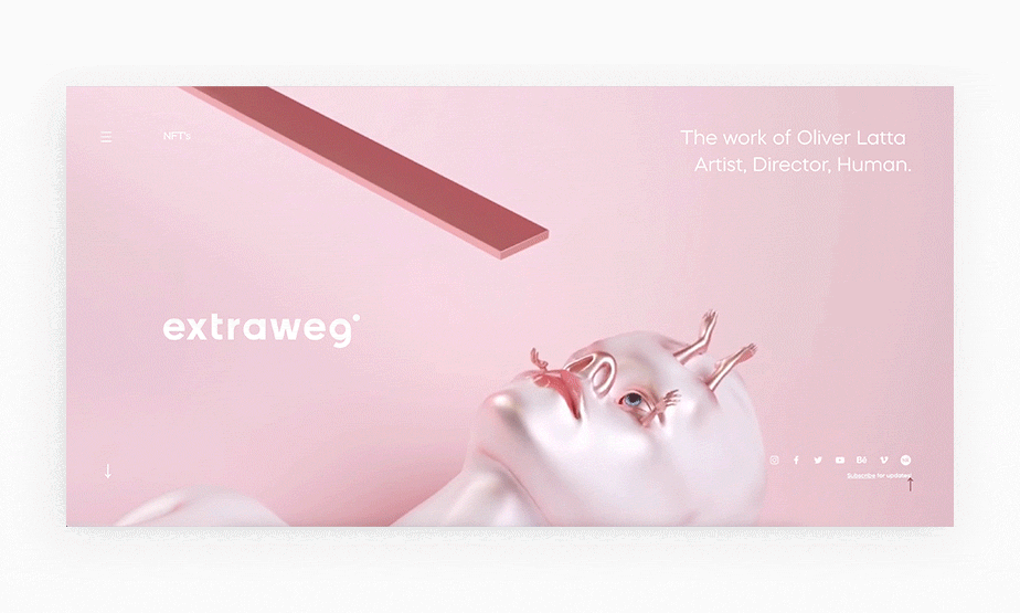 example of 3D modern websites by Extraweg