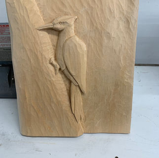 Bas Relief, Woodpecker- basswood