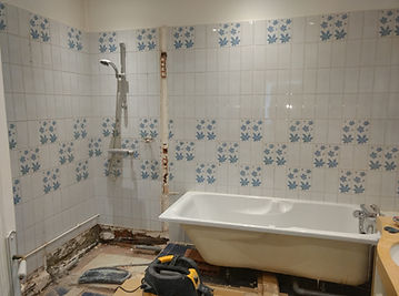 salle de bains Nantes, rénovation pose de carrelage mosaïquedouche italienne