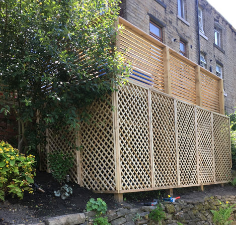 Raised decking, trellis, fencing, handrail.
