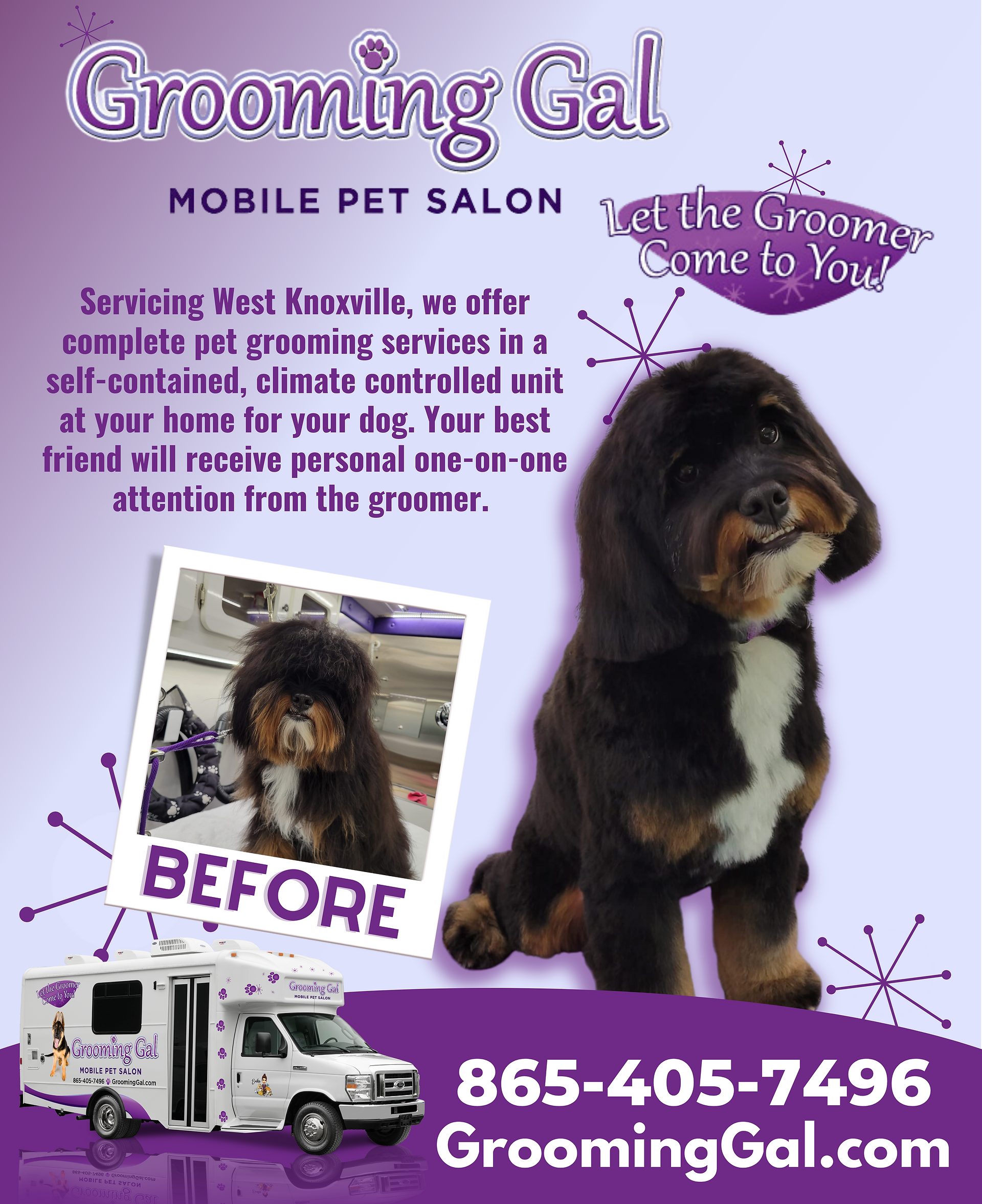 Grooming Gal is a mobile pet salon servicing West Knoxville.