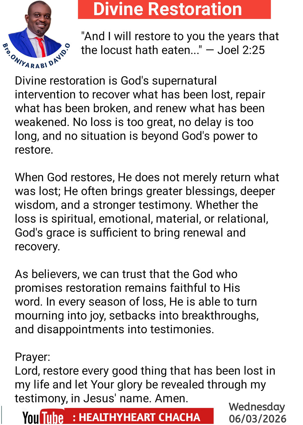 Divine Restoration. By David. O