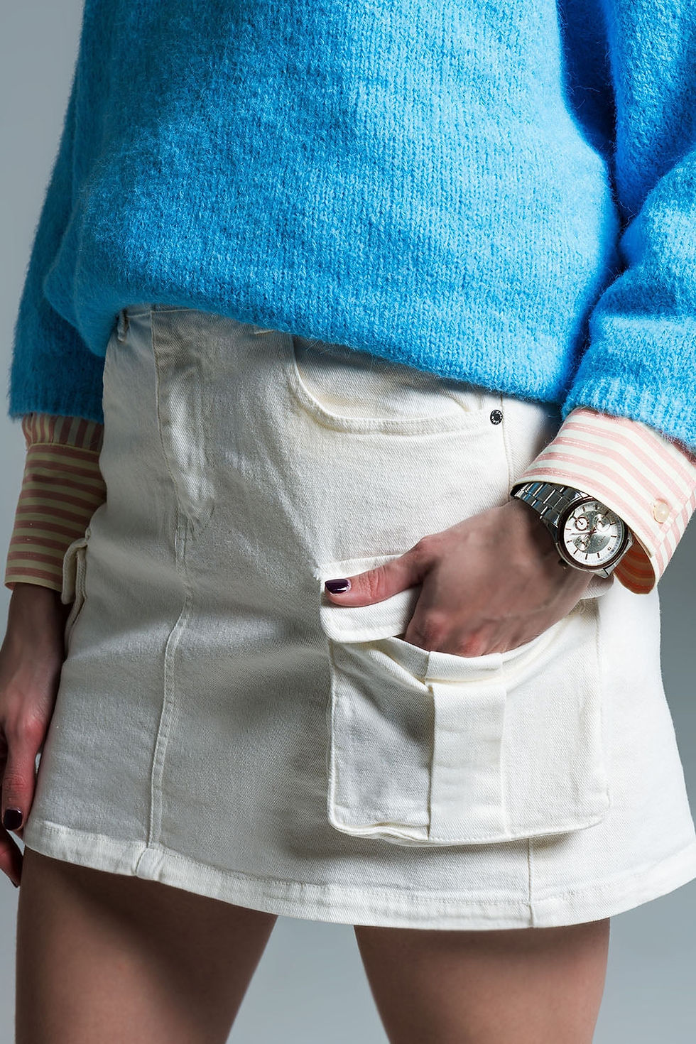 Thumbnail: Cargo Mini Skirt in White