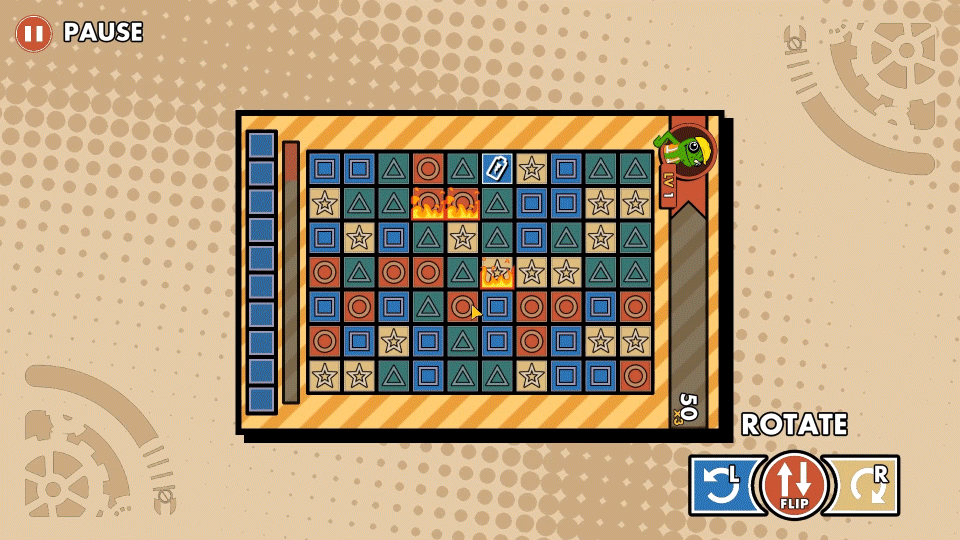 A Collapsus GIF showing off the Burst powered block in the Manuscript color palette