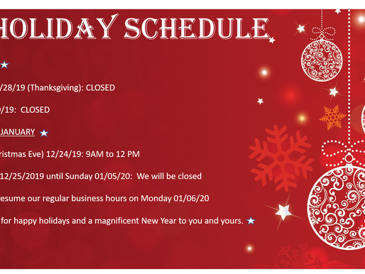 Holiday Schedule