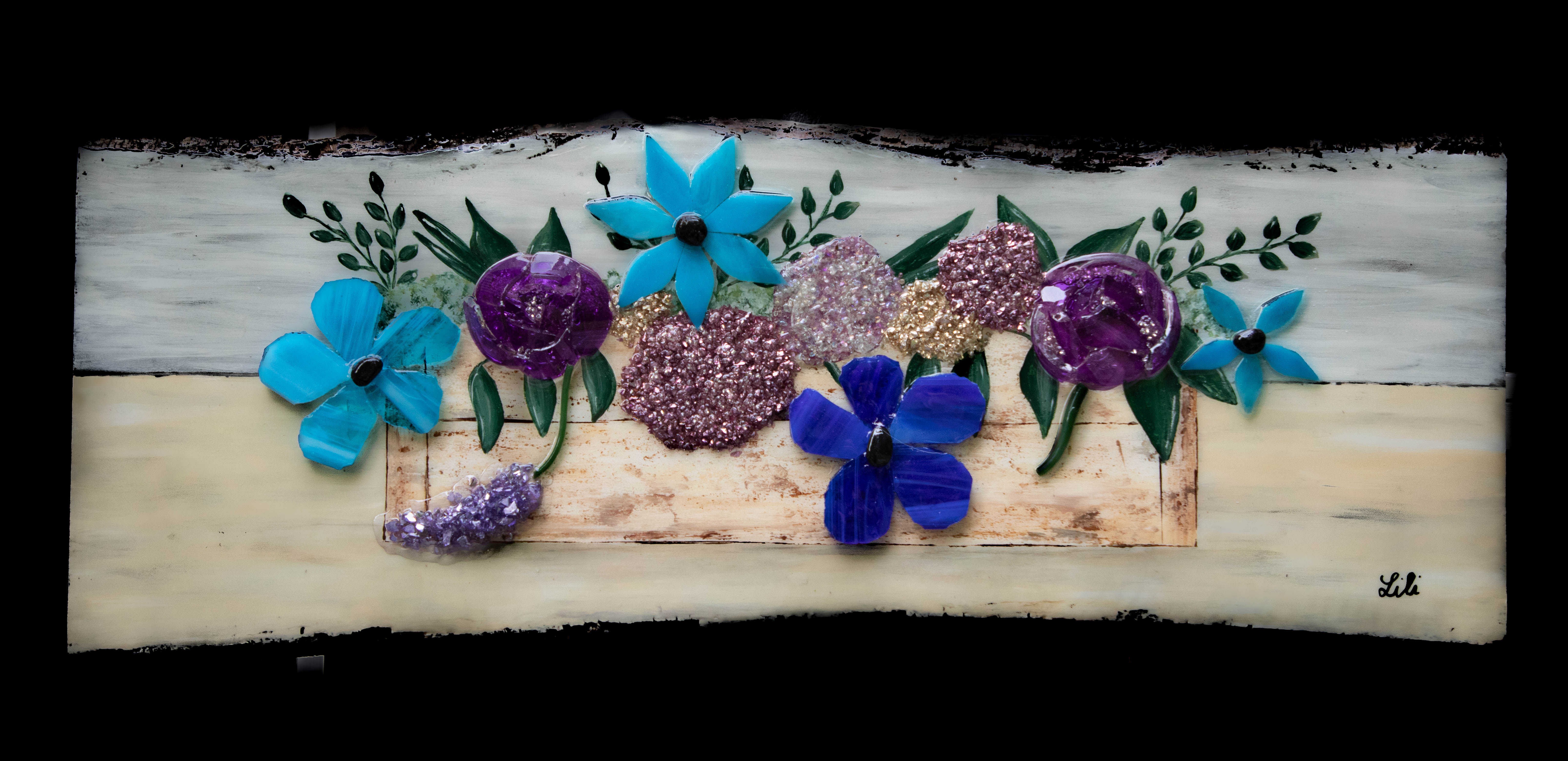 Blossoms of Blue, Purple, and Pink