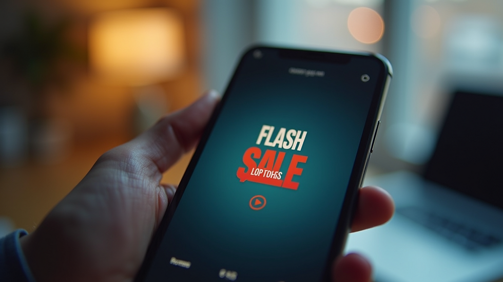 Close-up view of a smartphone displaying a flash sale countdown timer