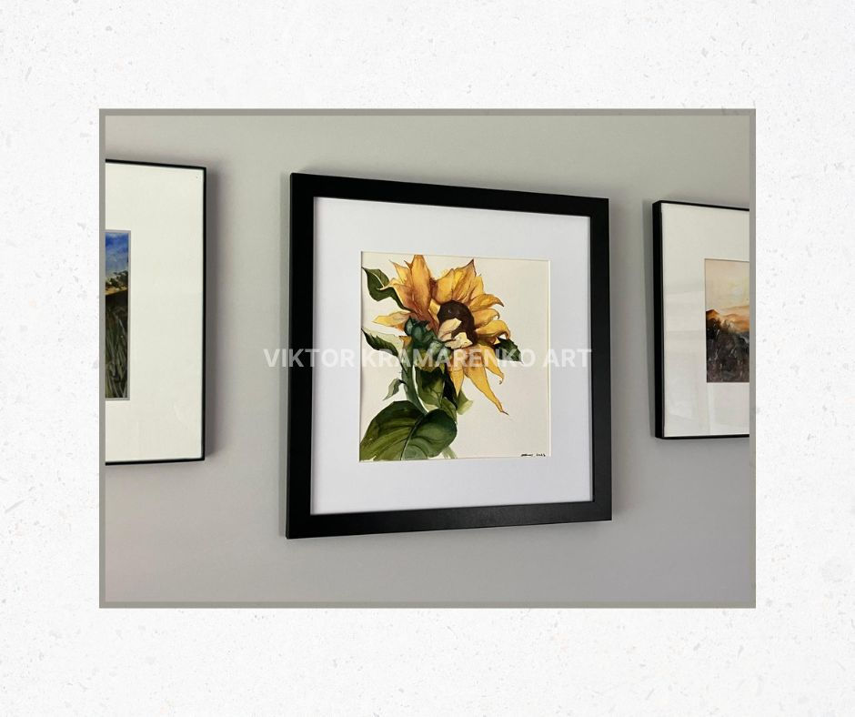 Vibrant watercolor painting of a yellow sunflower.