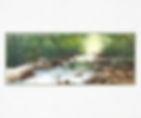 Original watercolor painting of a clear stream flowing through a dense, peaceful forest landscape, by Viktor Kramarenko