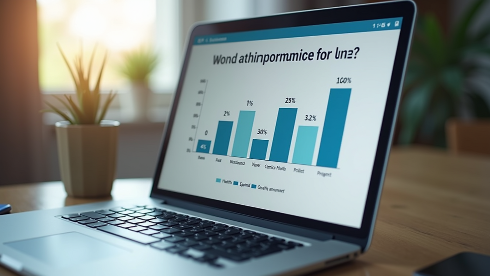 Close-up view of a laptop screen showing health insurance plan comparison charts