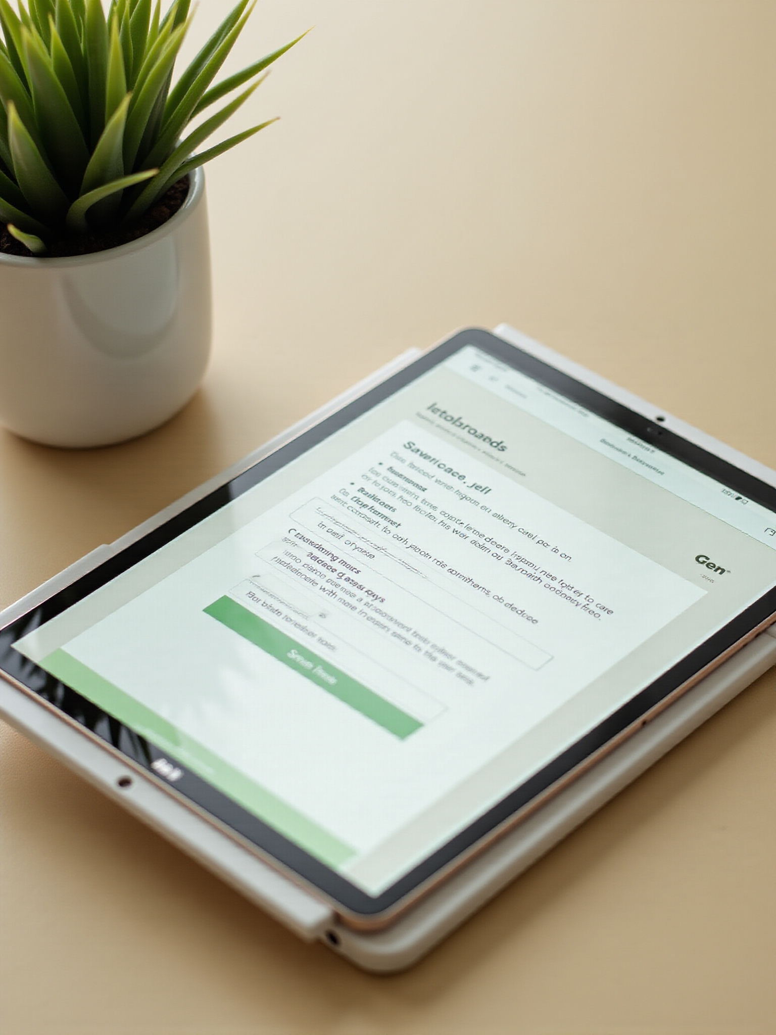 Tablet on a countertop displaying Medicare insurance resources online.