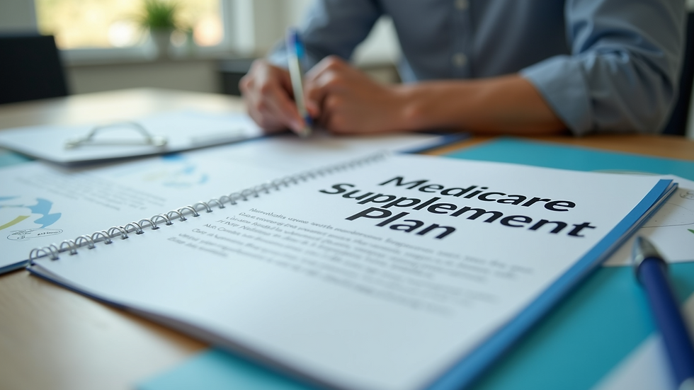 Close-up view of a Medicare Supplement Plan brochure on a table