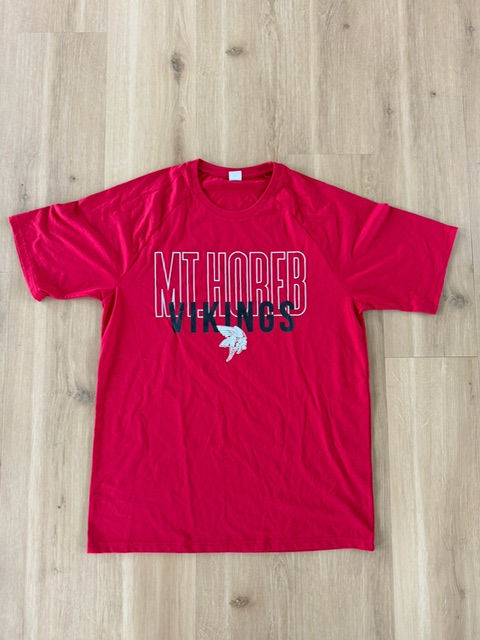 UNISEX - Red MT. HOREB VIKINGS BLOCK Raglan T-shirt